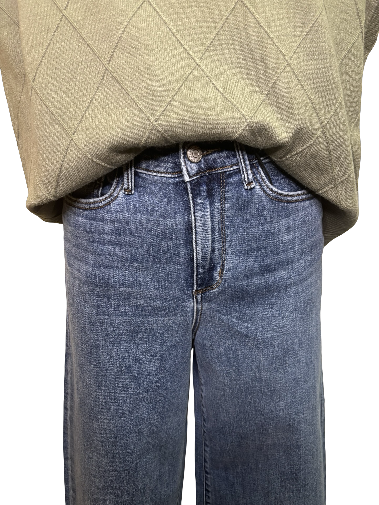 Judy Blue HW Wide Crop Classic Raw Hem Jeans