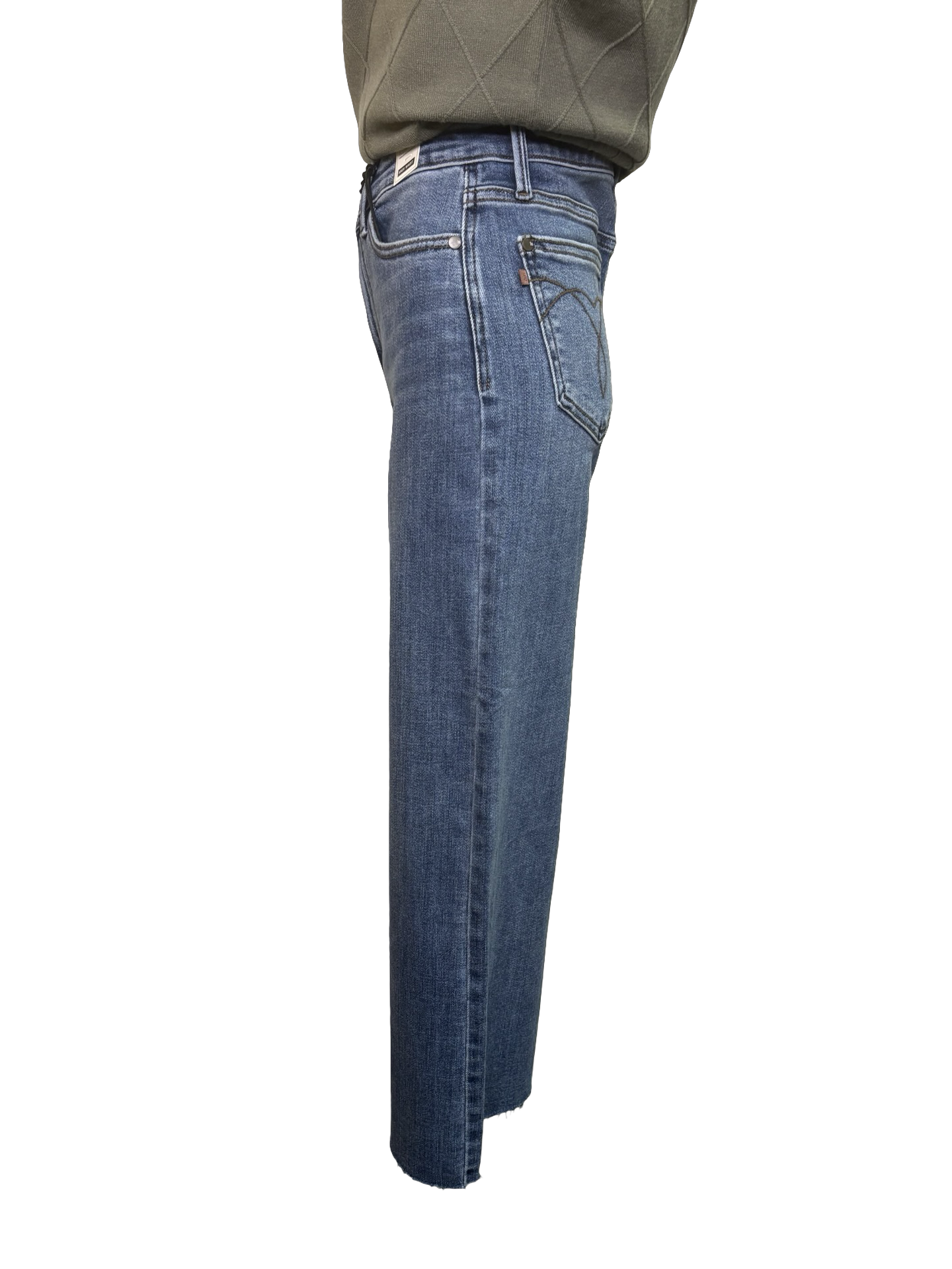Judy Blue HW Wide Crop Classic Raw Hem Jeans