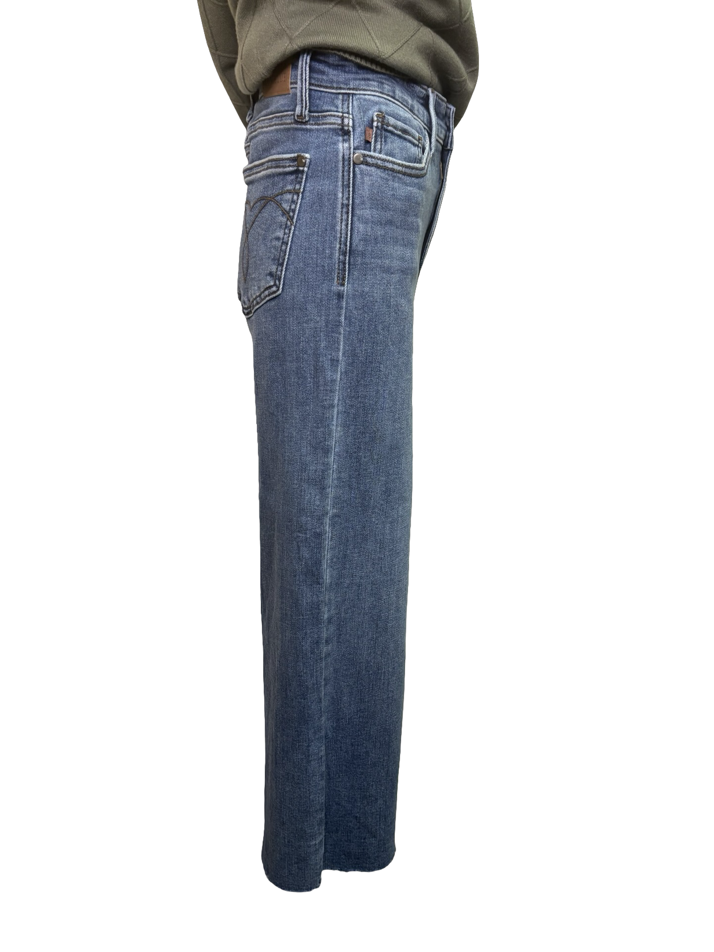 Judy Blue HW Wide Crop Classic Raw Hem Jeans