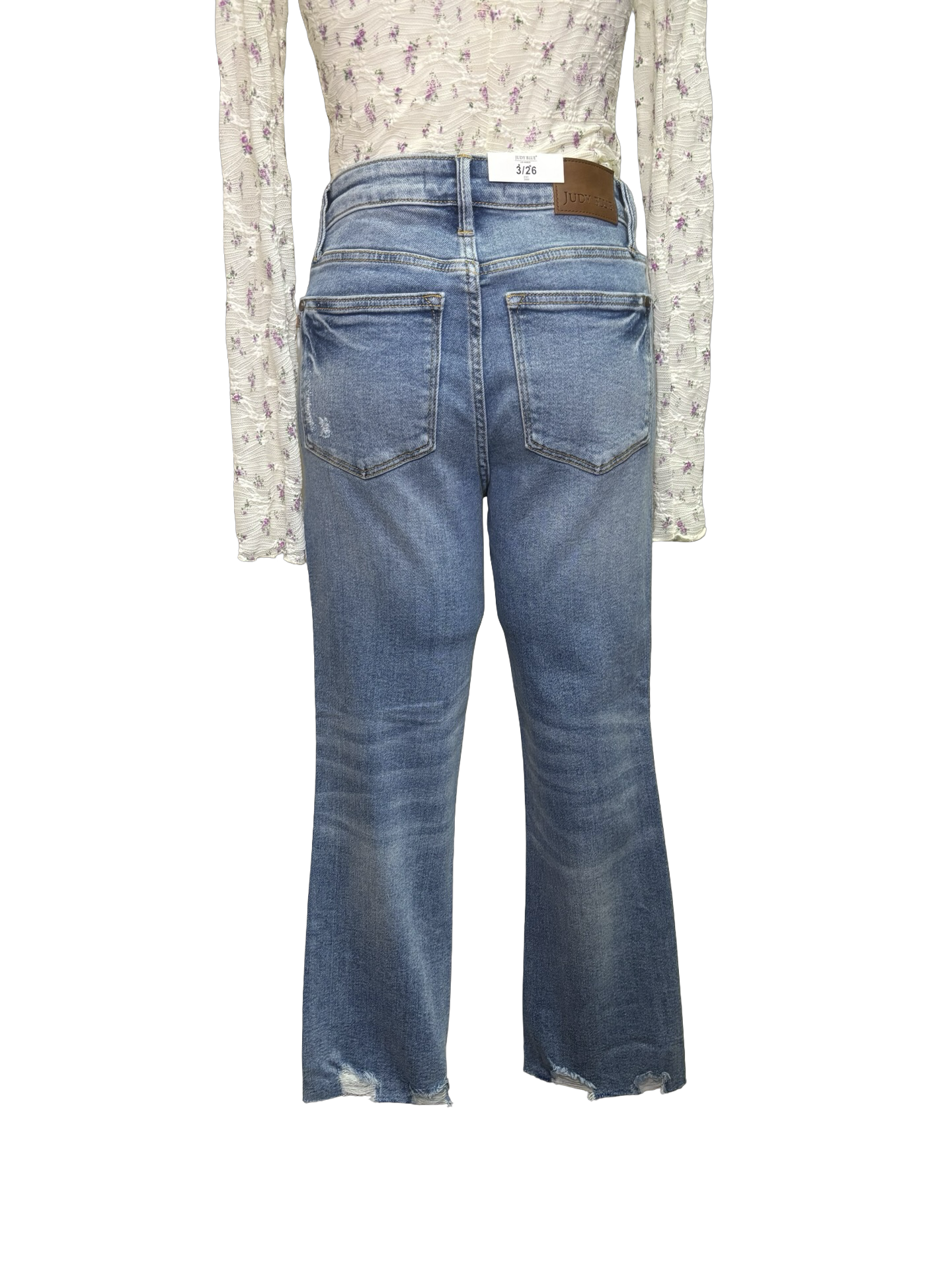 Judy Blue MR Vintage Wash Destroy Hem Kick Flare Jean
