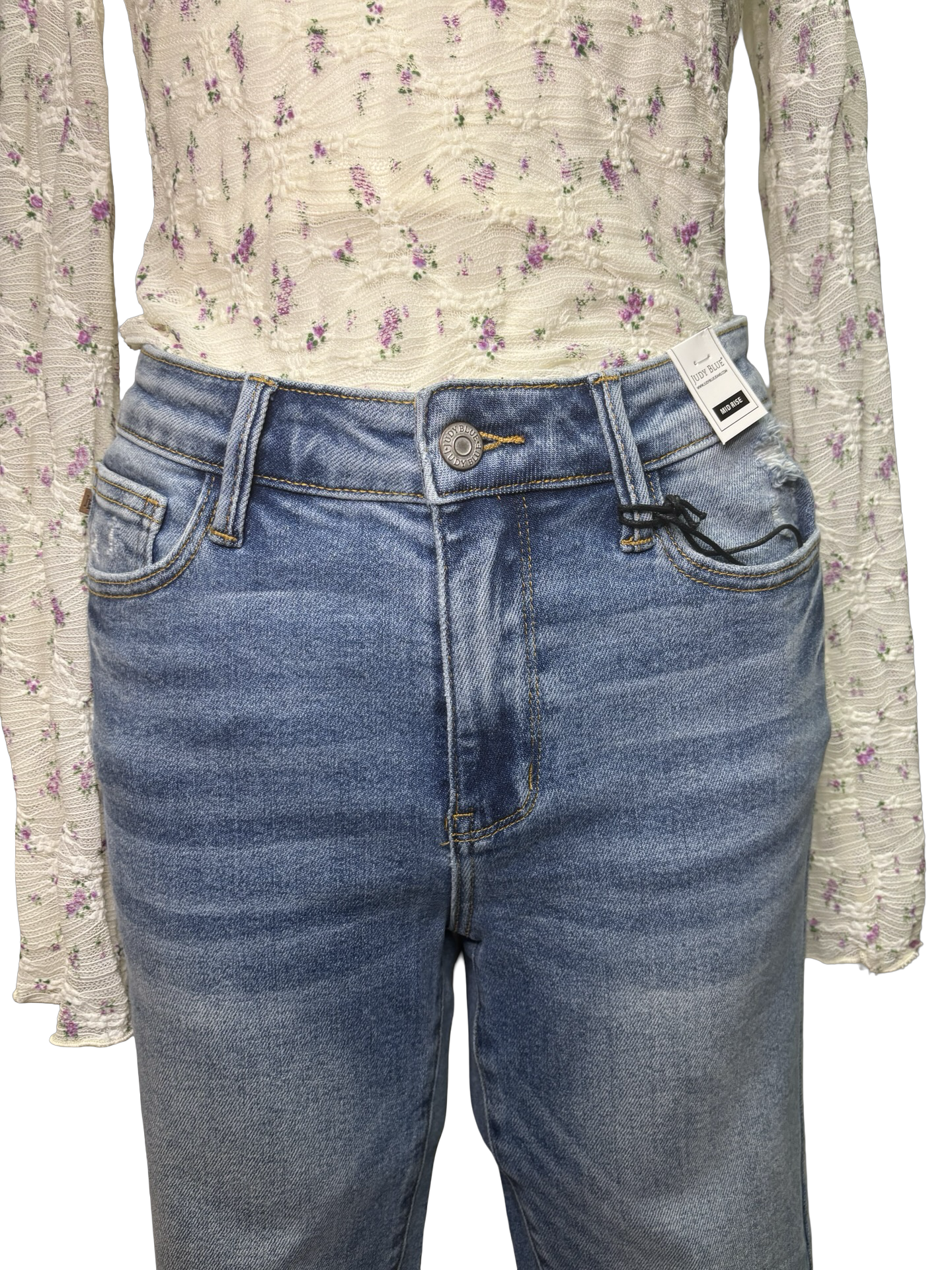 Judy Blue MR Vintage Wash Destroy Hem Kick Flare Jean
