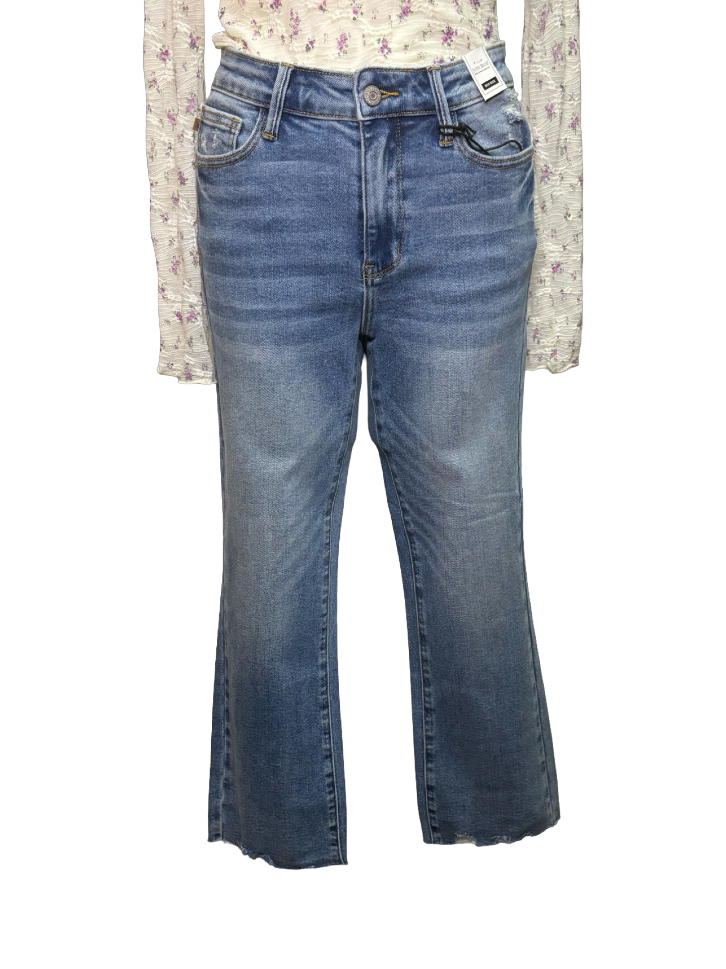 Judy Blue MR Vintage Wash Destroy Hem Kick Flare Jean