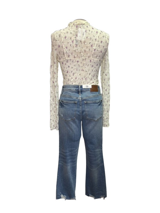 Judy Blue MR Vintage Wash Destroy Hem Kick Flare Jean