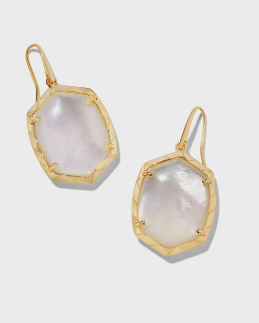 Daphne Drop Earrings Gold Ivory Mother of Pearl