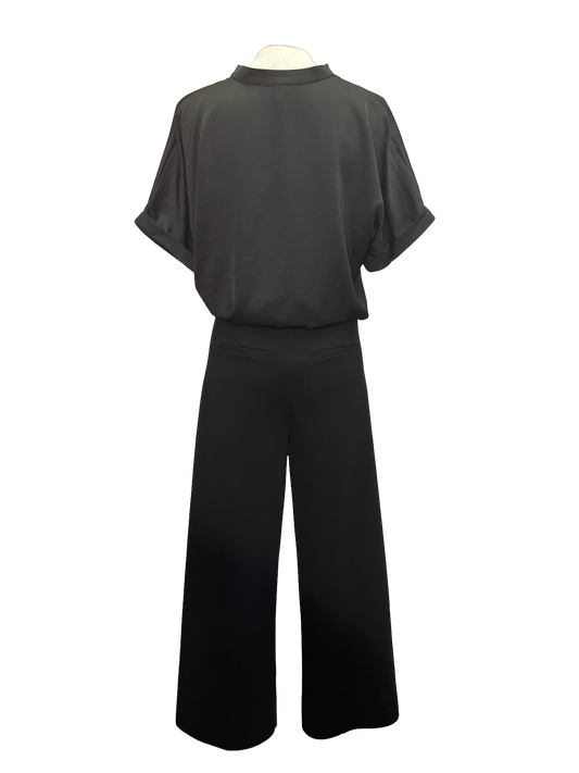 Denver Hi Waist Wide Leg Ponte Black