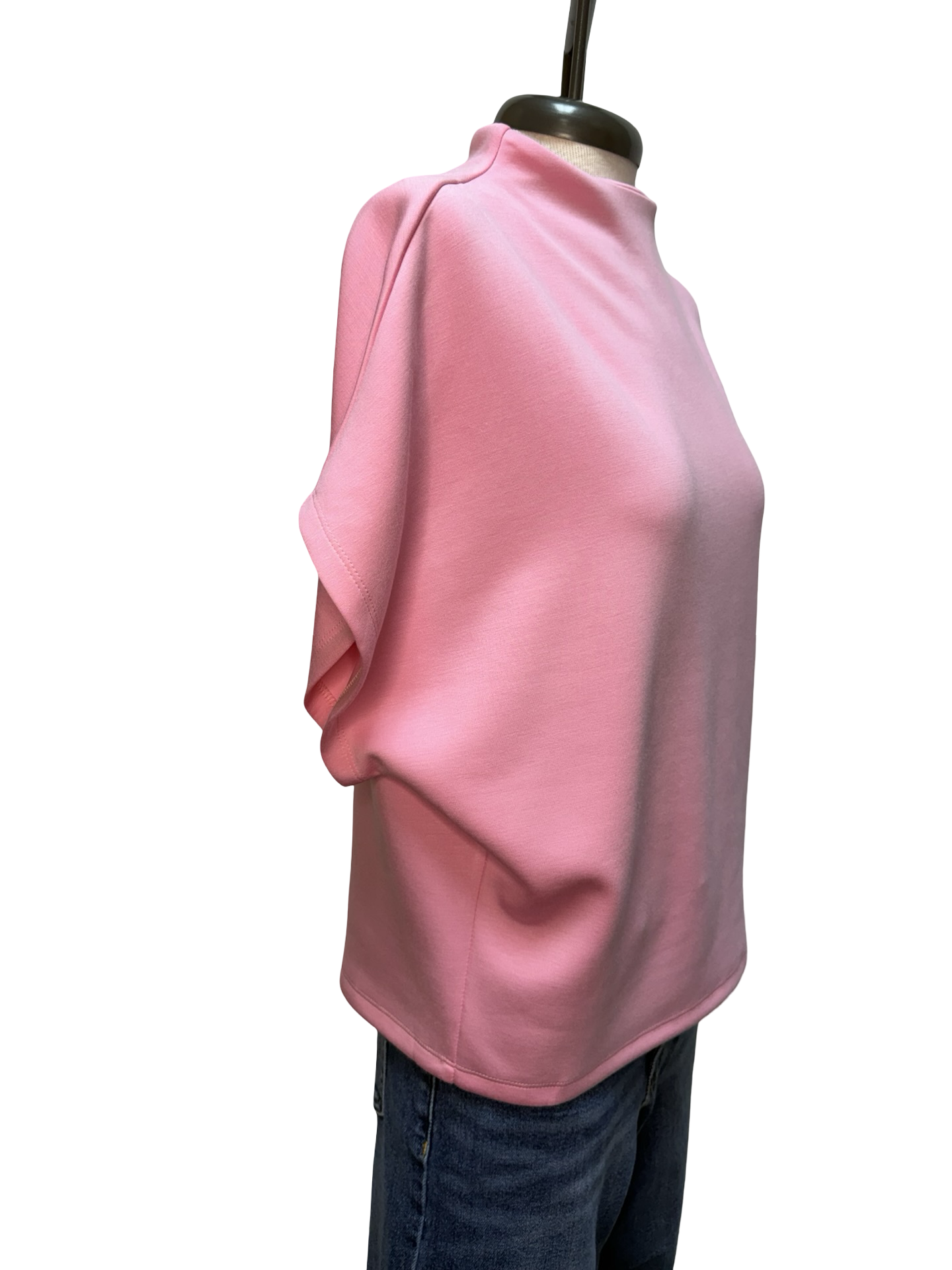 Mock Neck Batwing Sleeve Top Pink