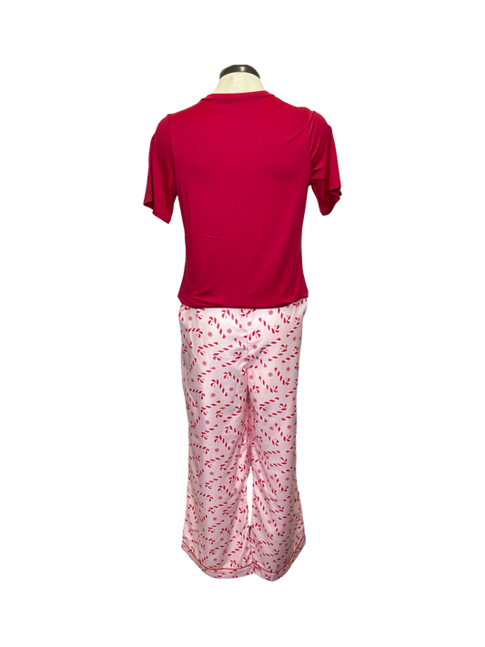 Holiday Pajama Pants Pink Candy Cane