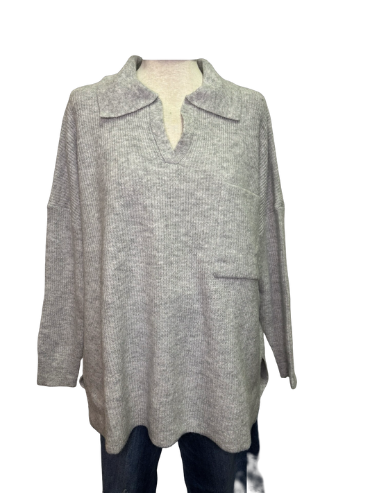 Noa Collared Sweater Gray One Size