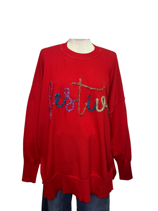 Red Holiday Sparkle Sweater