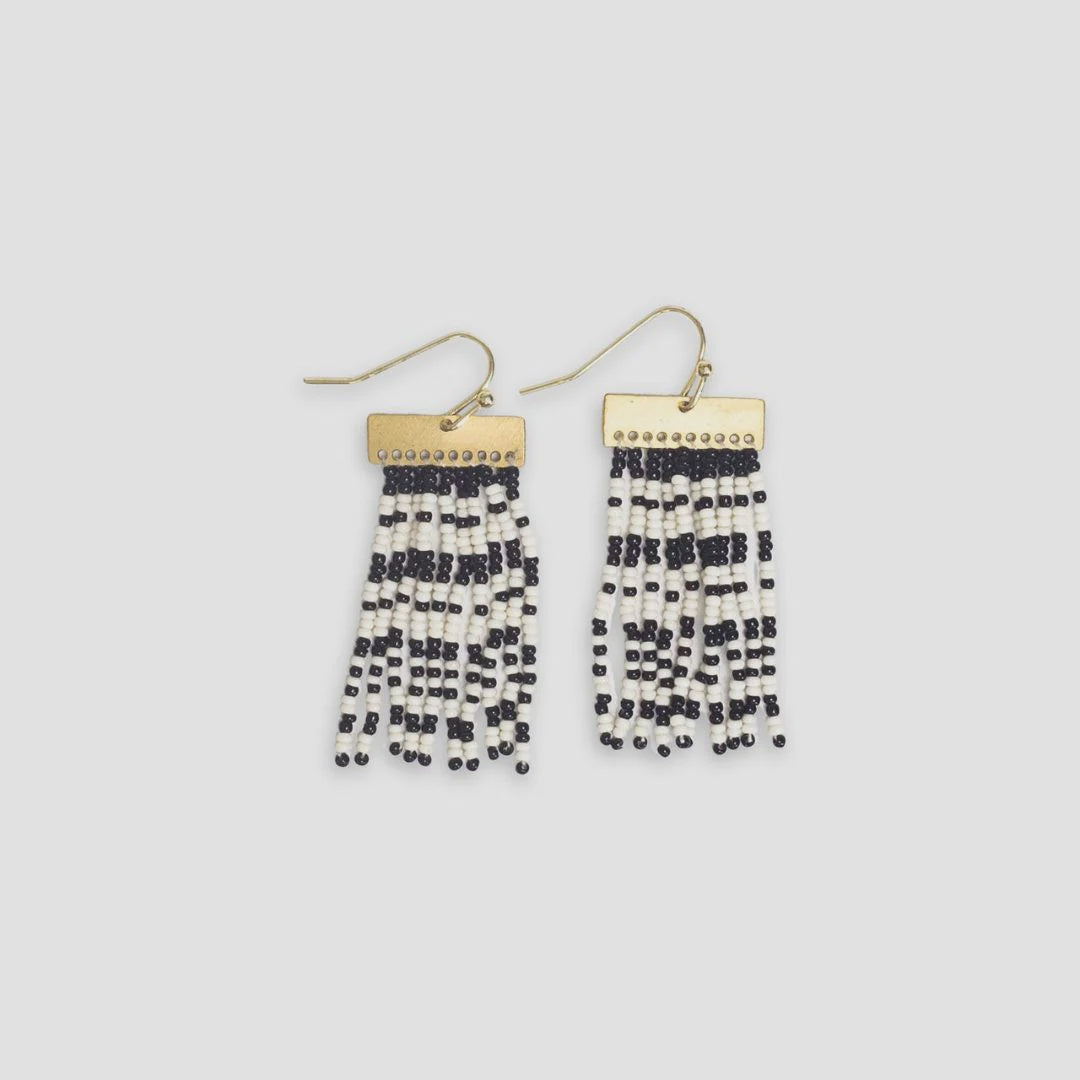 Scout Stripes Fringe Earrings Black/White