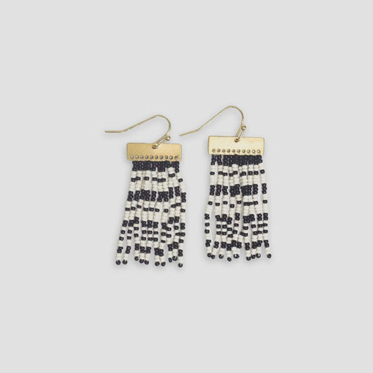Scout Stripes Fringe Earrings Black/White