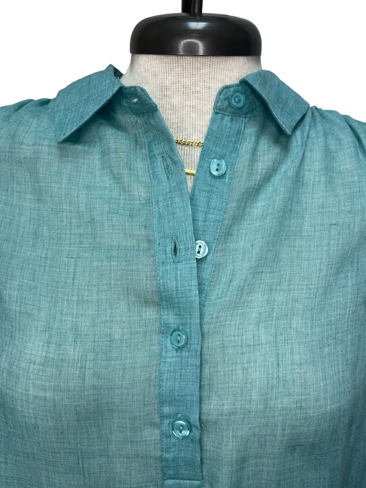 Short Sleeve Popover Blouse Emerald