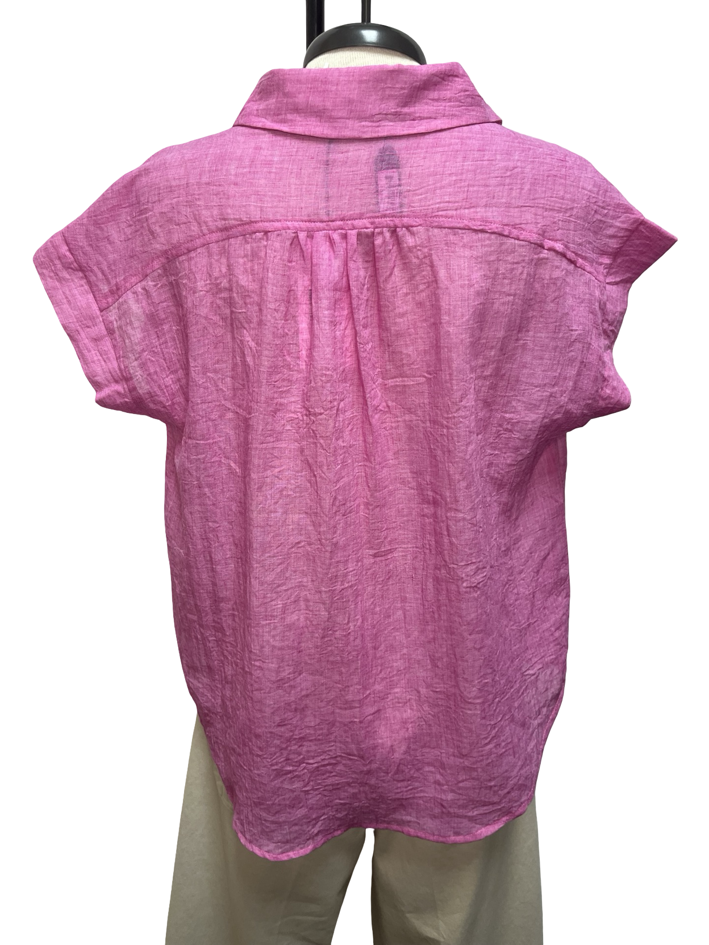 Short Sleeve Popover Blouse Hot Pink