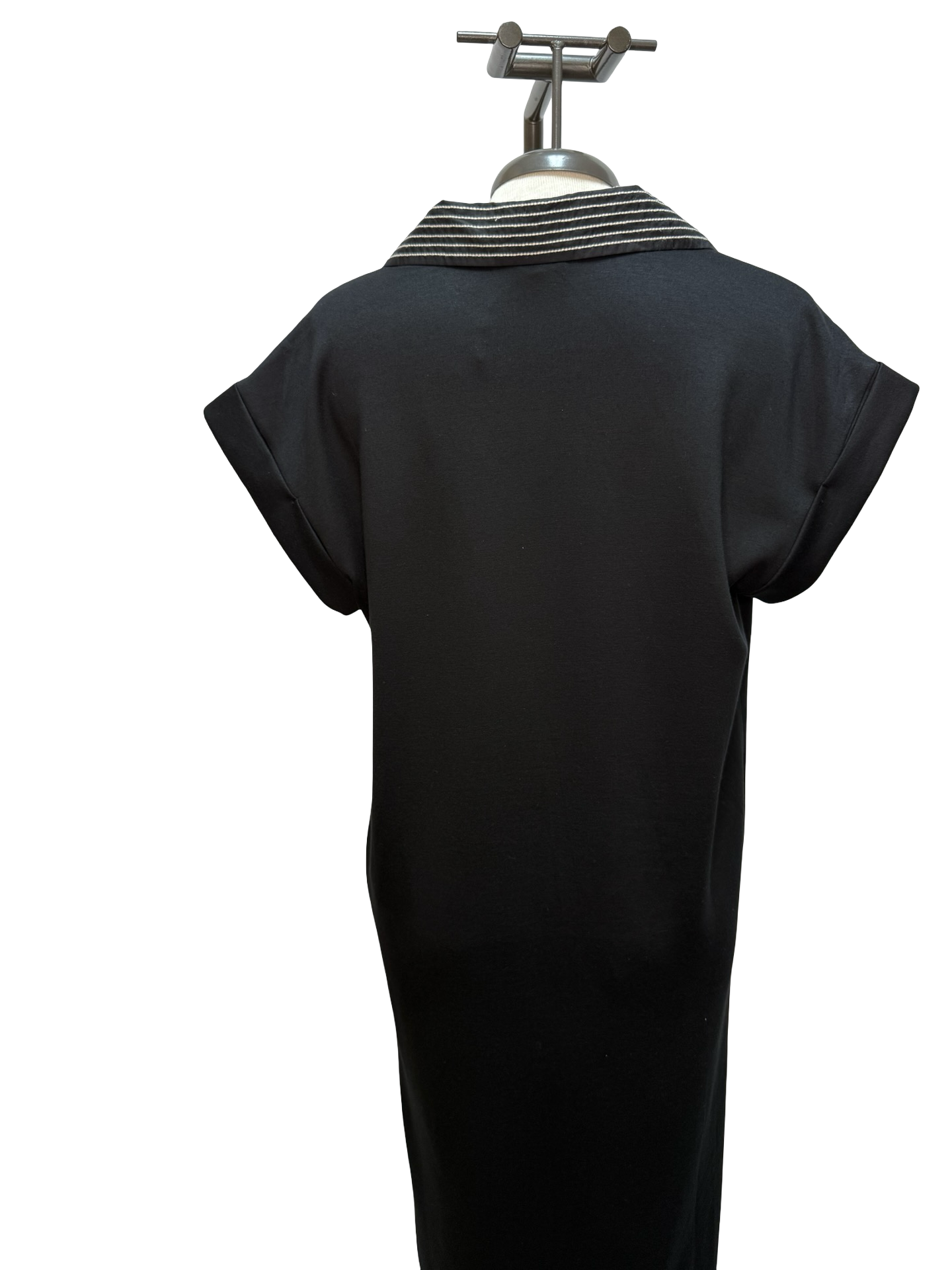 Neckline Stitch Detail Midi Dress Black