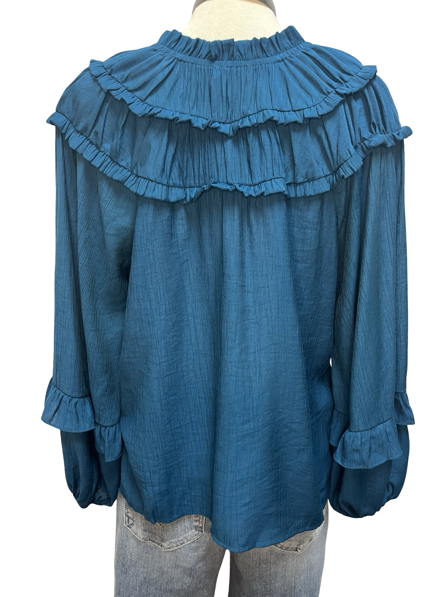Long Sleeve Yoked Blouse Teal