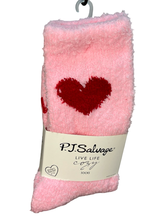 Baby Pink Sweet Heart Cozy Crew Socks
