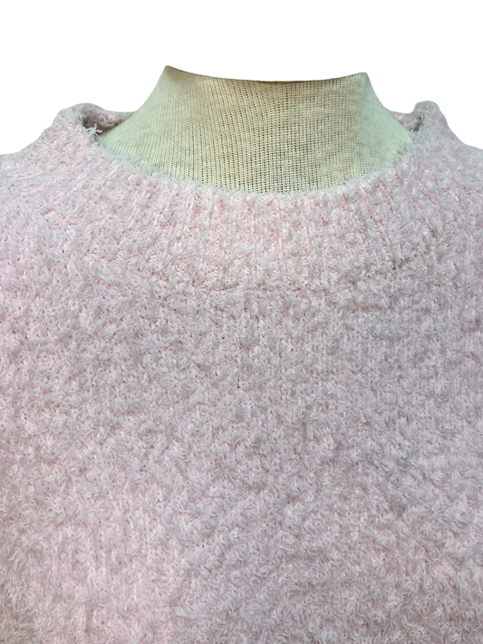 Bundle up Boucle Pink Long Sleeve Top