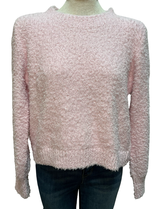 Bundle up Boucle Pink Long Sleeve Top