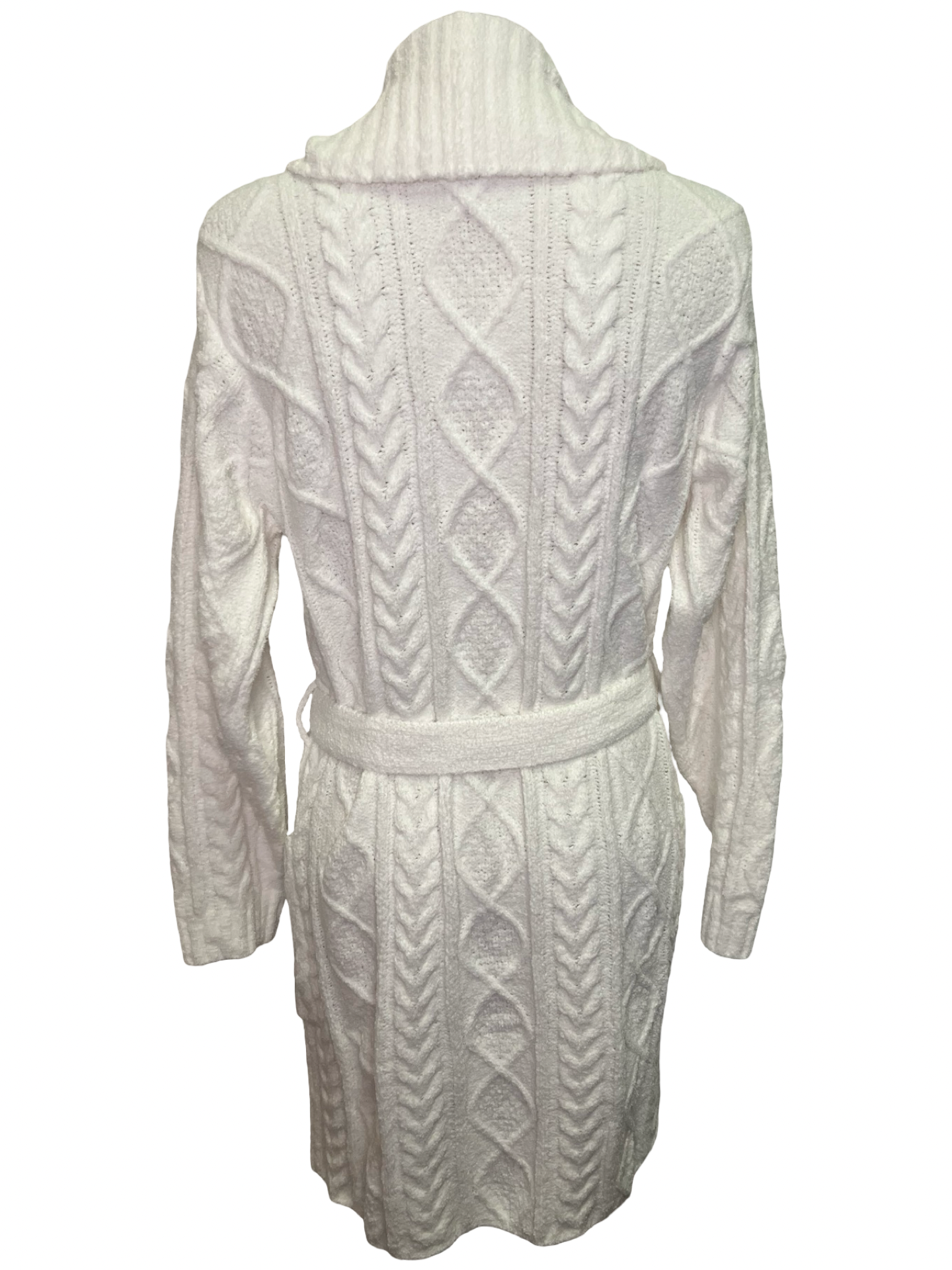 Chenille Cozy Cable Shawl Collar Robe Ivory