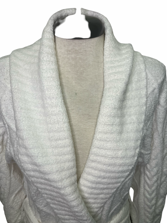 Chenille Cozy Cable Shawl Collar Robe Ivory