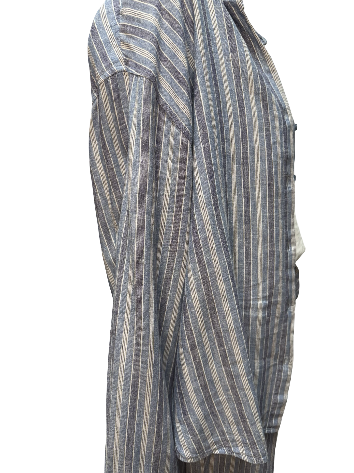 Perfect Striped Button Up Top Indigo