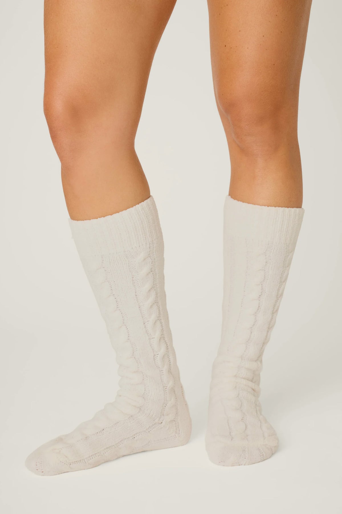 Cozy Chenille Cable Knit Ivory Socks