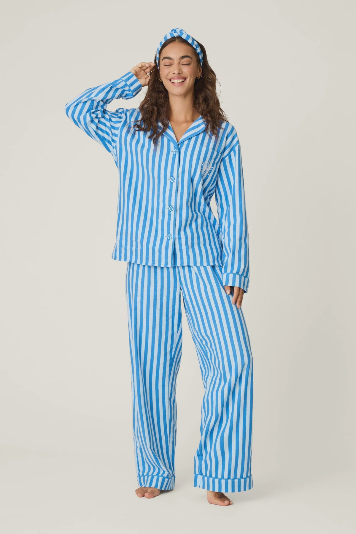 Snowflake Icon 3-Piece Long Sleeve Flannel PJ Set