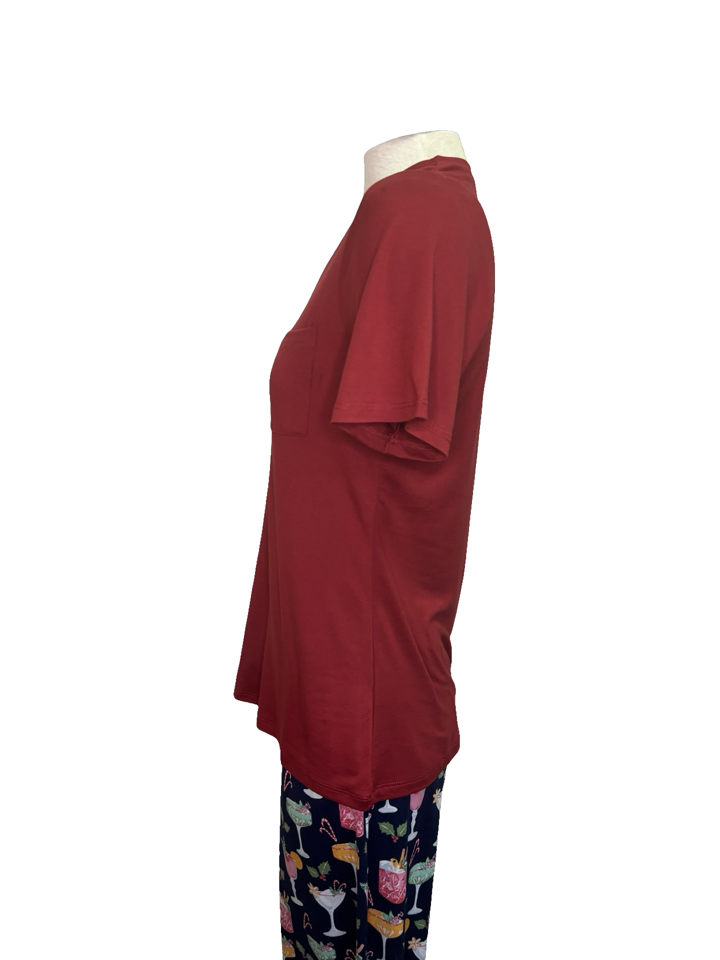Highlands V Neck Pocket Tee Dark Red