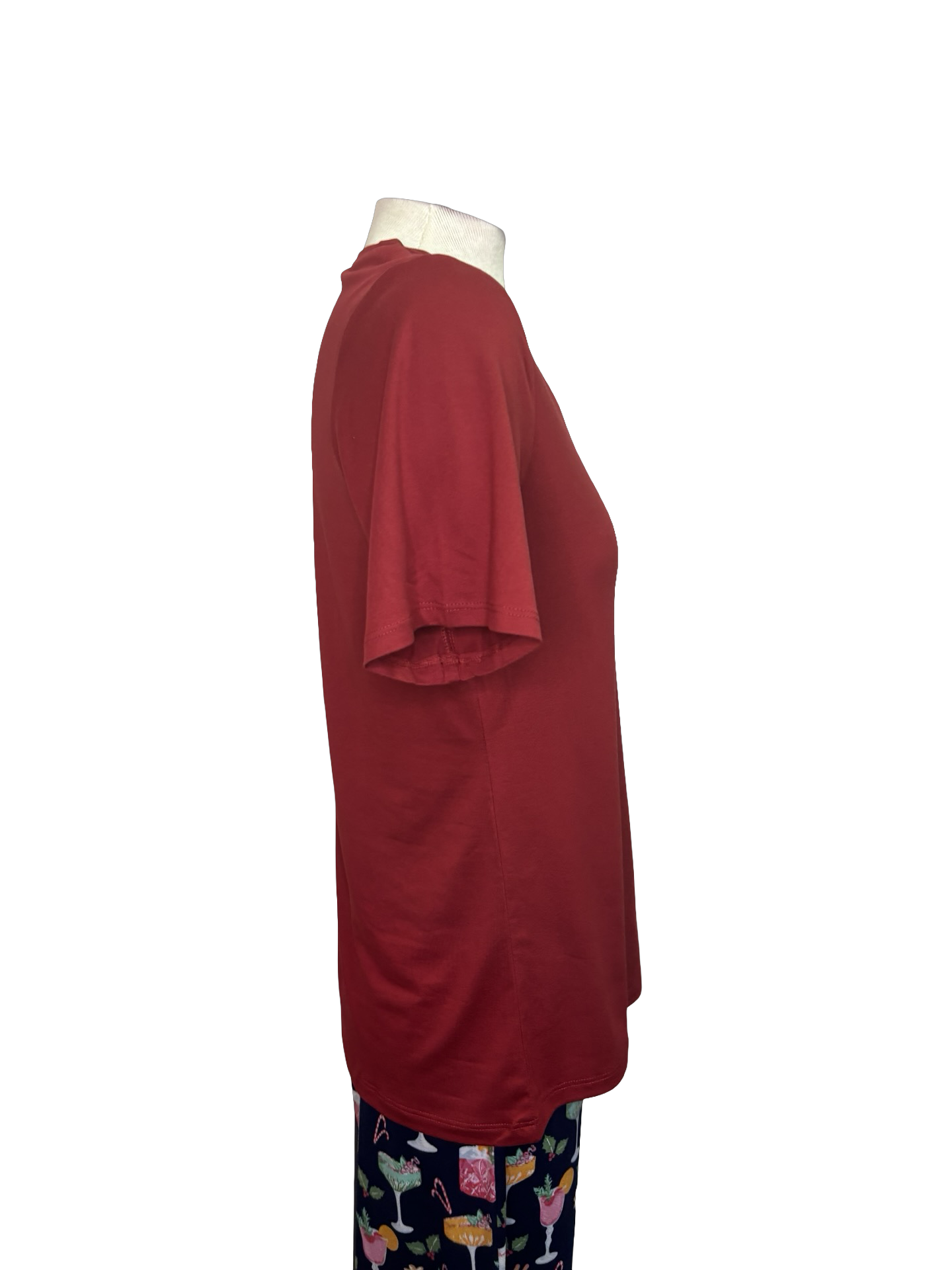 Highlands V Neck Pocket Tee Dark Red