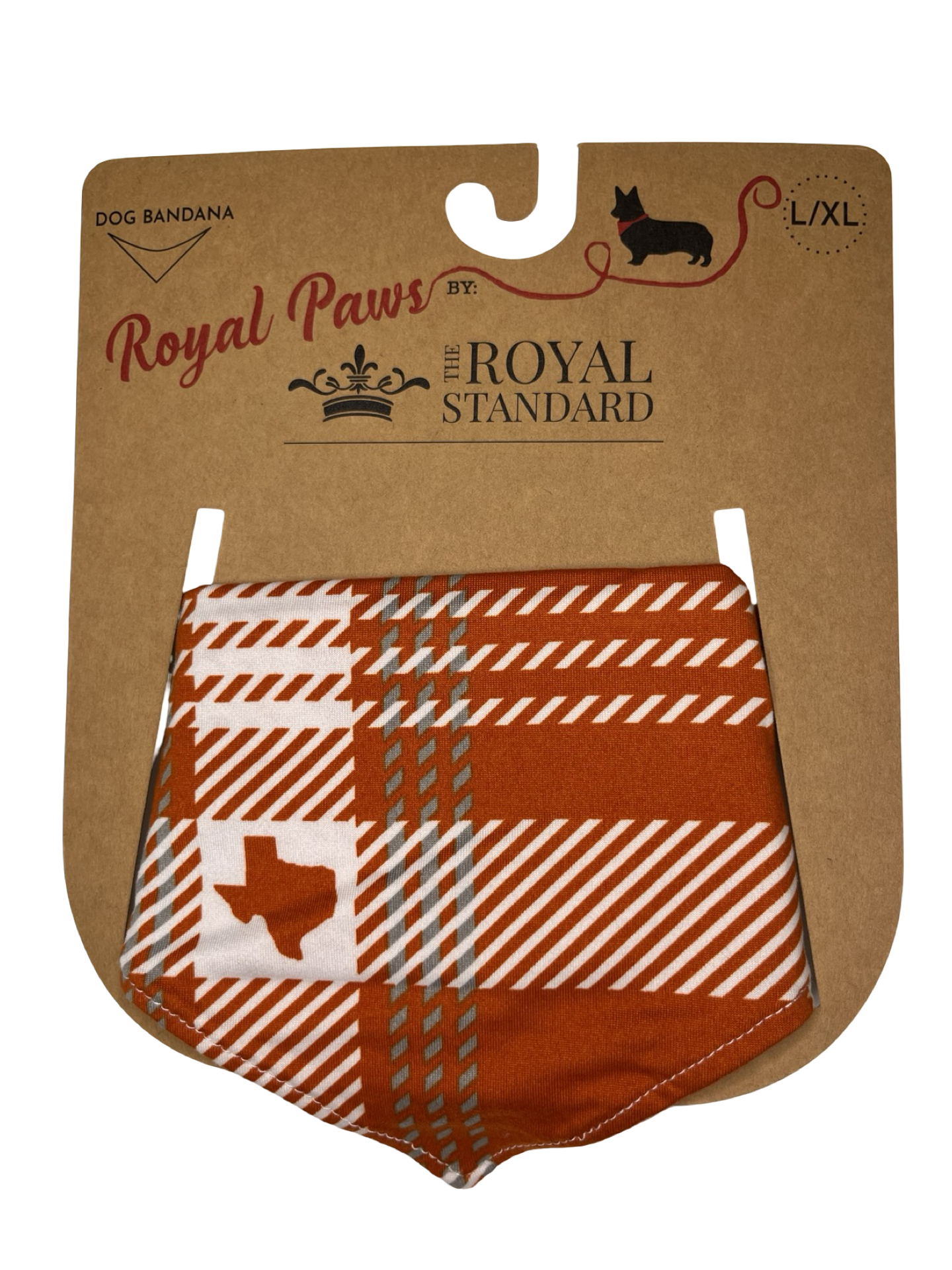 Texas Plaid Dog Bandana White/Burnt Orange