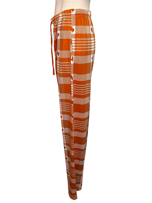 Texas Plaid Men's Sleep Pants Burnt Orange/White