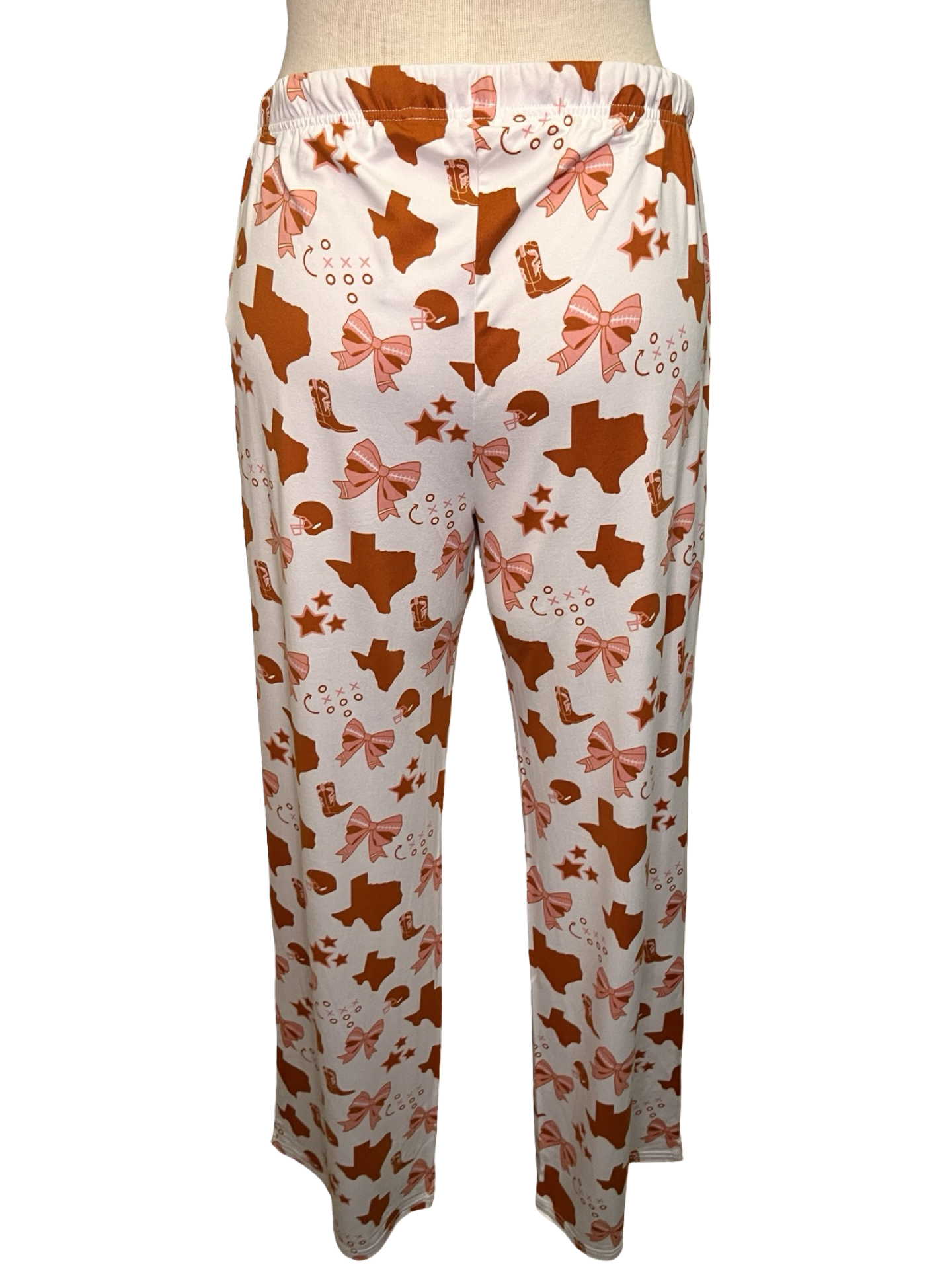 Put a Bow On It Sleep Pants White/Burnt Orange/Pink