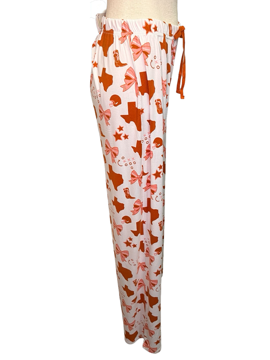 Put a Bow On It Sleep Pants White/Burnt Orange/Pink