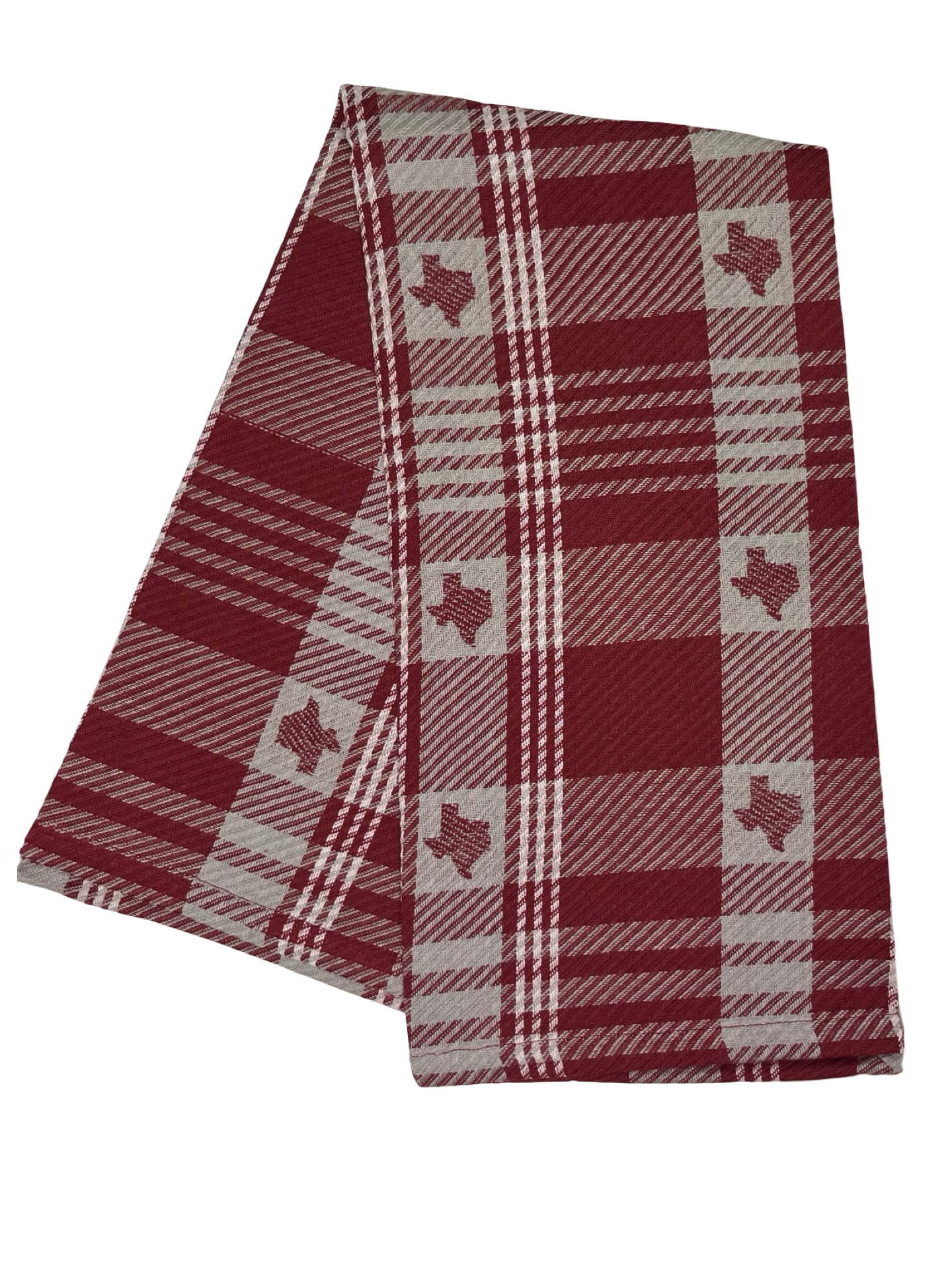 Howdy Plaid Jacquard Hand Towel Maroon/Grey