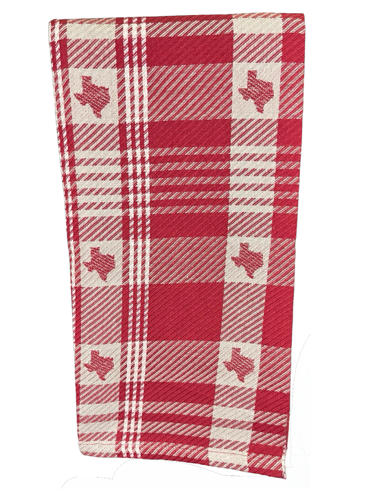 Howdy Plaid Jacquard Hand Towel Maroon/Grey