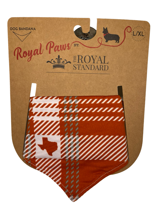Texas Plaid Dog Bandana White/Burnt Orange