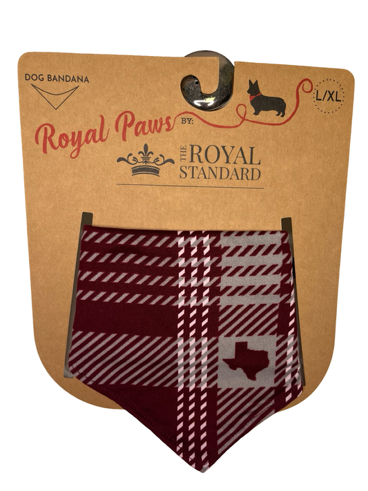 Howdy Plaid Dog Bandana Maroon/Grey
