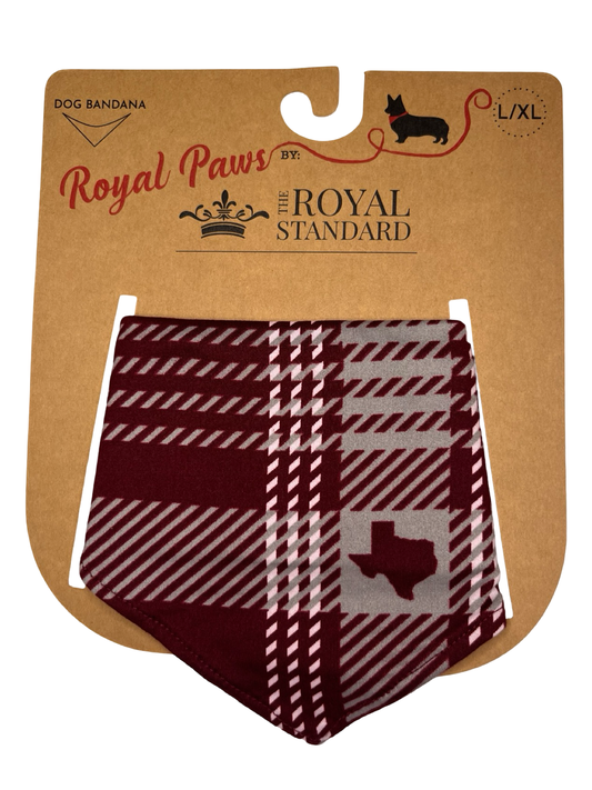 Howdy Plaid Dog Bandana Maroon/Grey