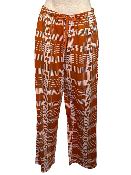 Texas Plaid Men's Sleep Pants Burnt Orange/White