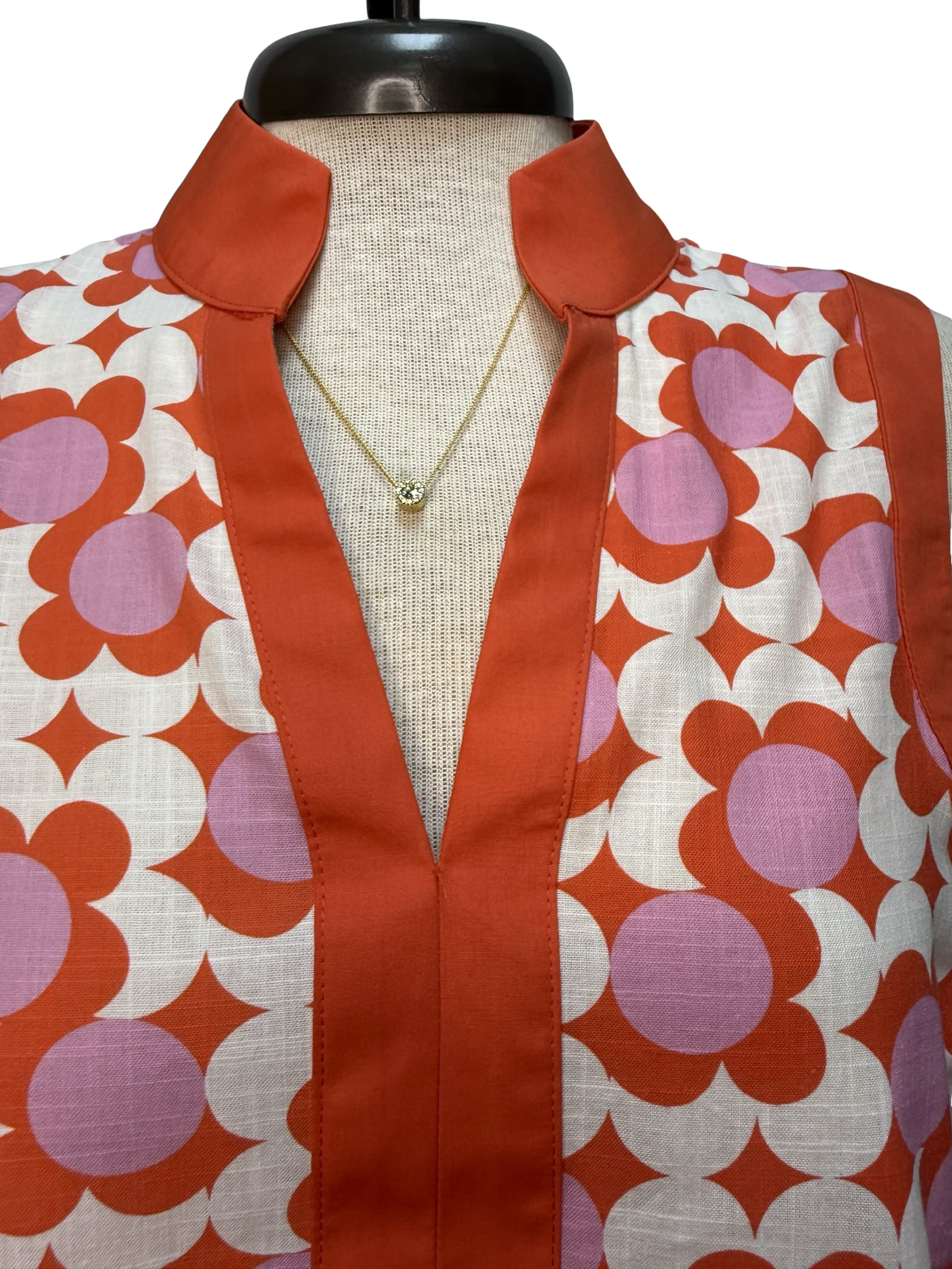 Scallop Hem Printed Top Coral