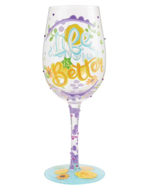 Life with Friends Wine Glass