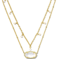 Elisa Pearl Multi Strand Necklace Gold Ivory Mother of Pearl
