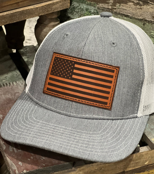 American Flag Leather Patch Cap