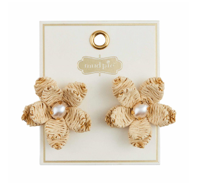 Raffia Flower Earrings