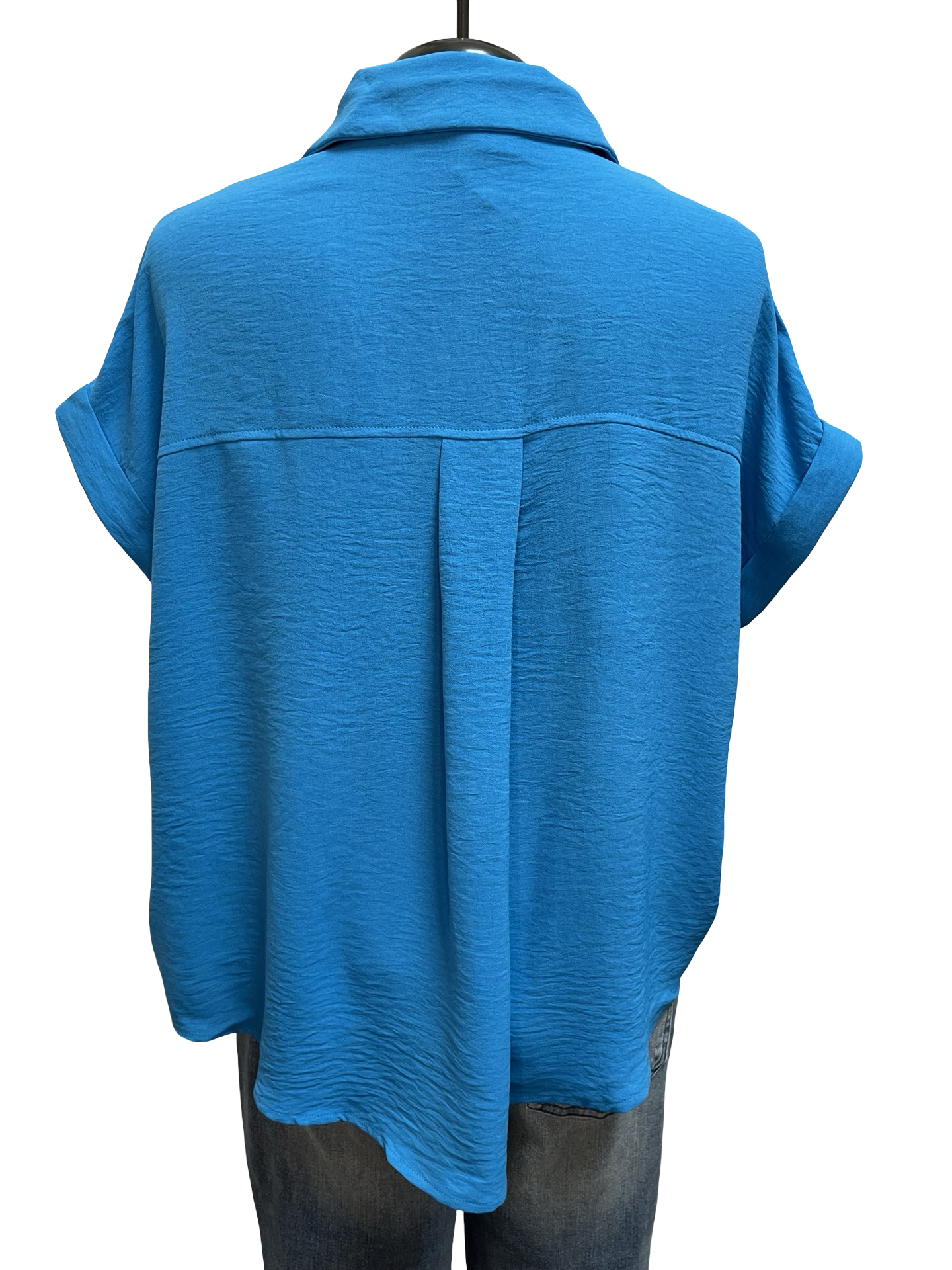 Collared Woven Top Diva Blue