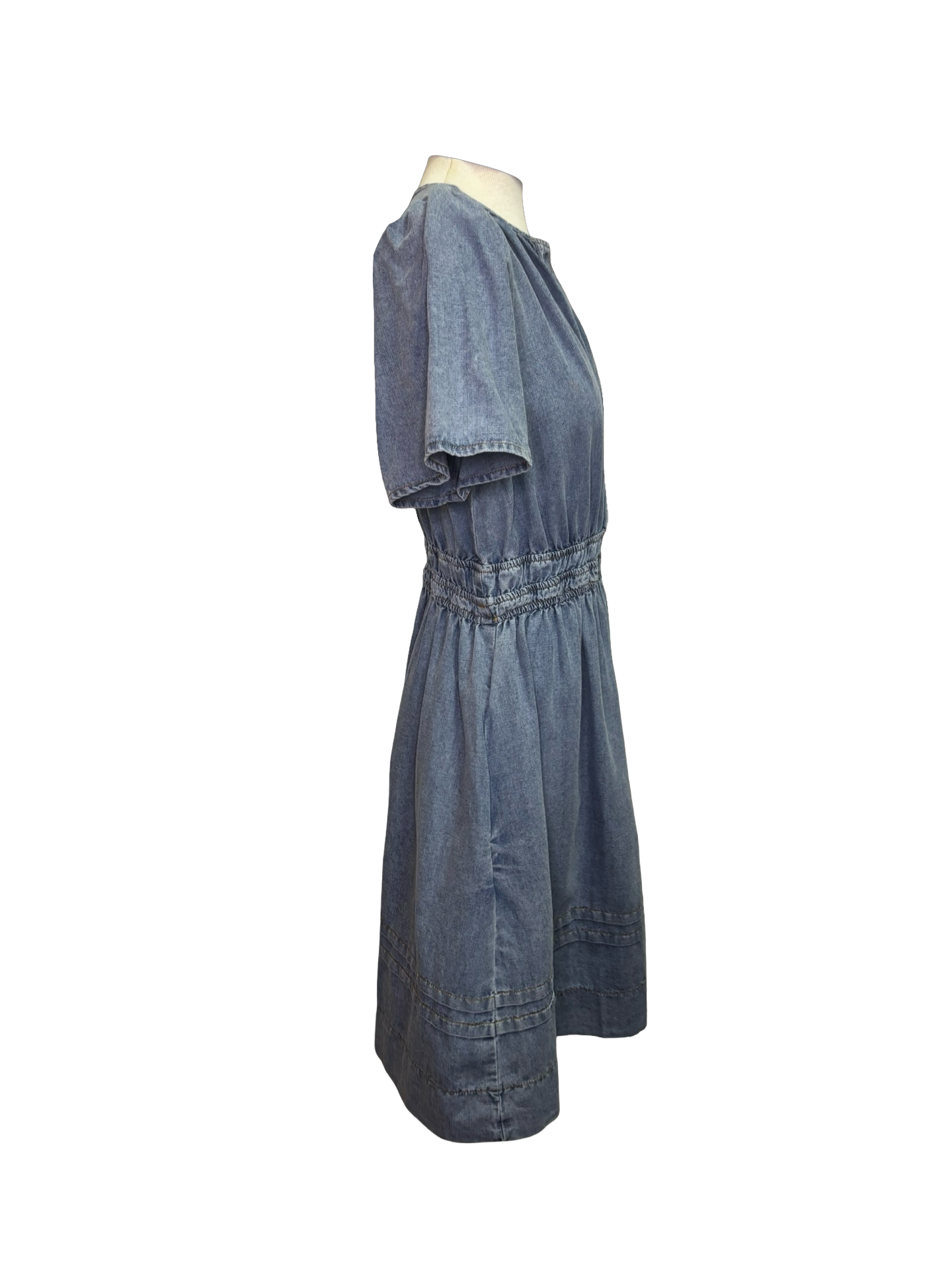 Short Sleeve Washed Denim Dress