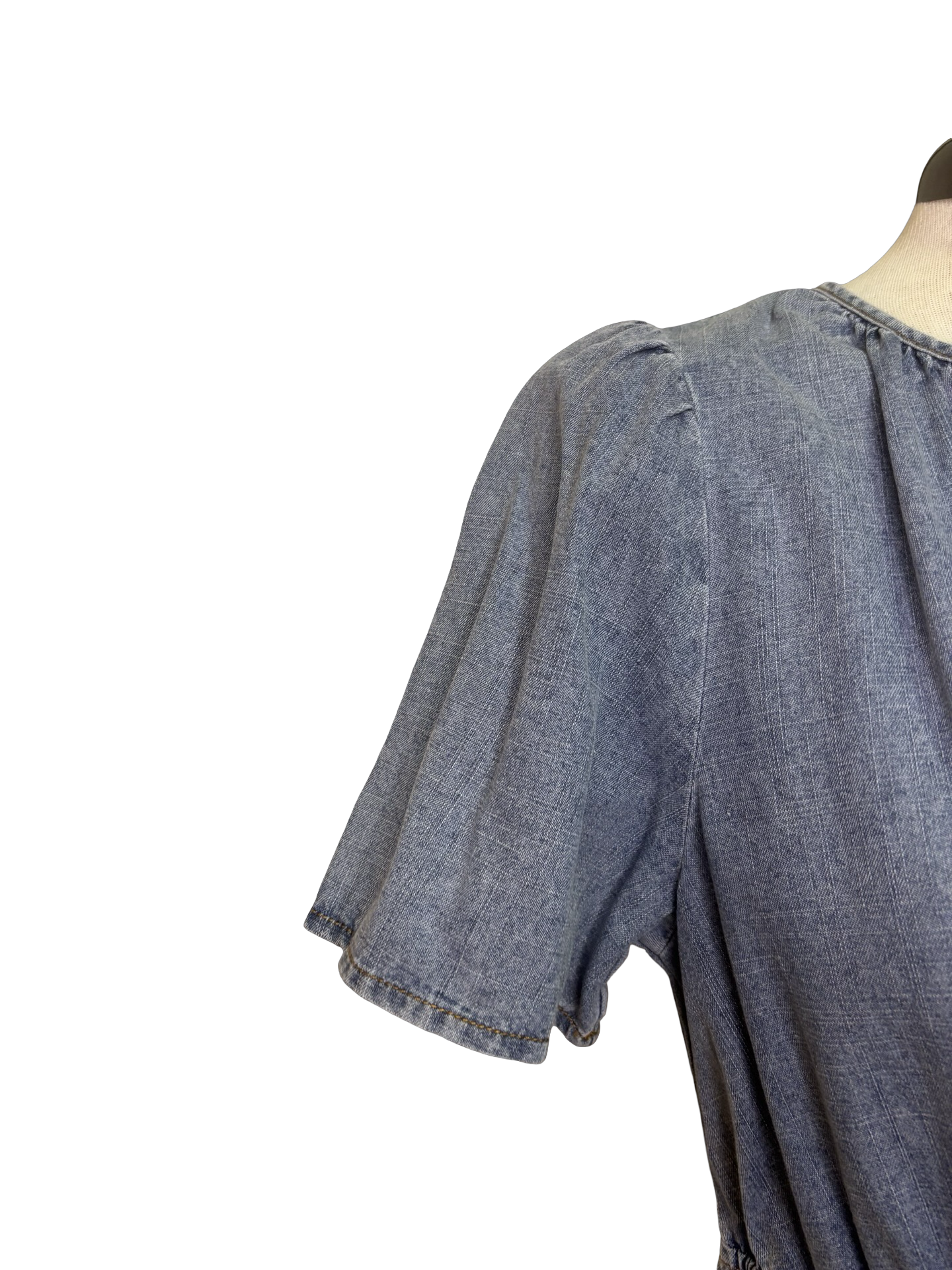 Short Sleeve Washed Denim Dress
