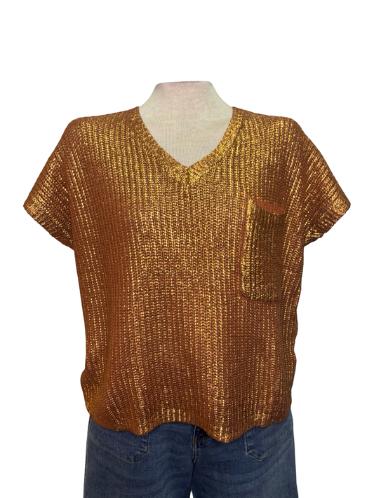 Metallic Sweater Top Rust
