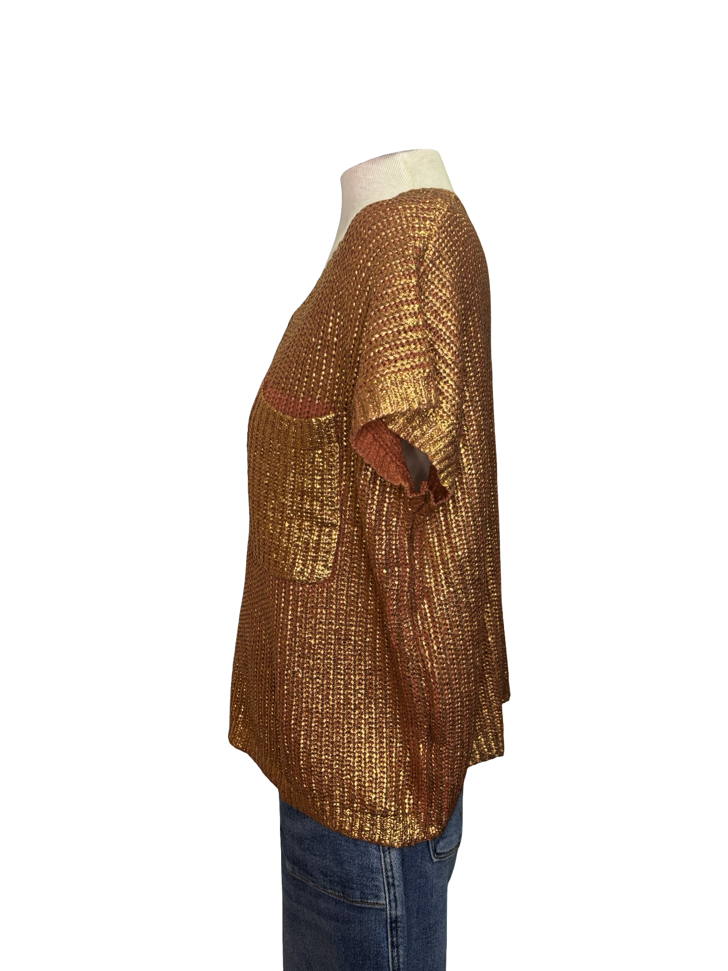 Metallic Sweater Top Rust