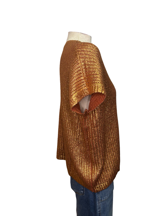 Metallic Sweater Top Rust